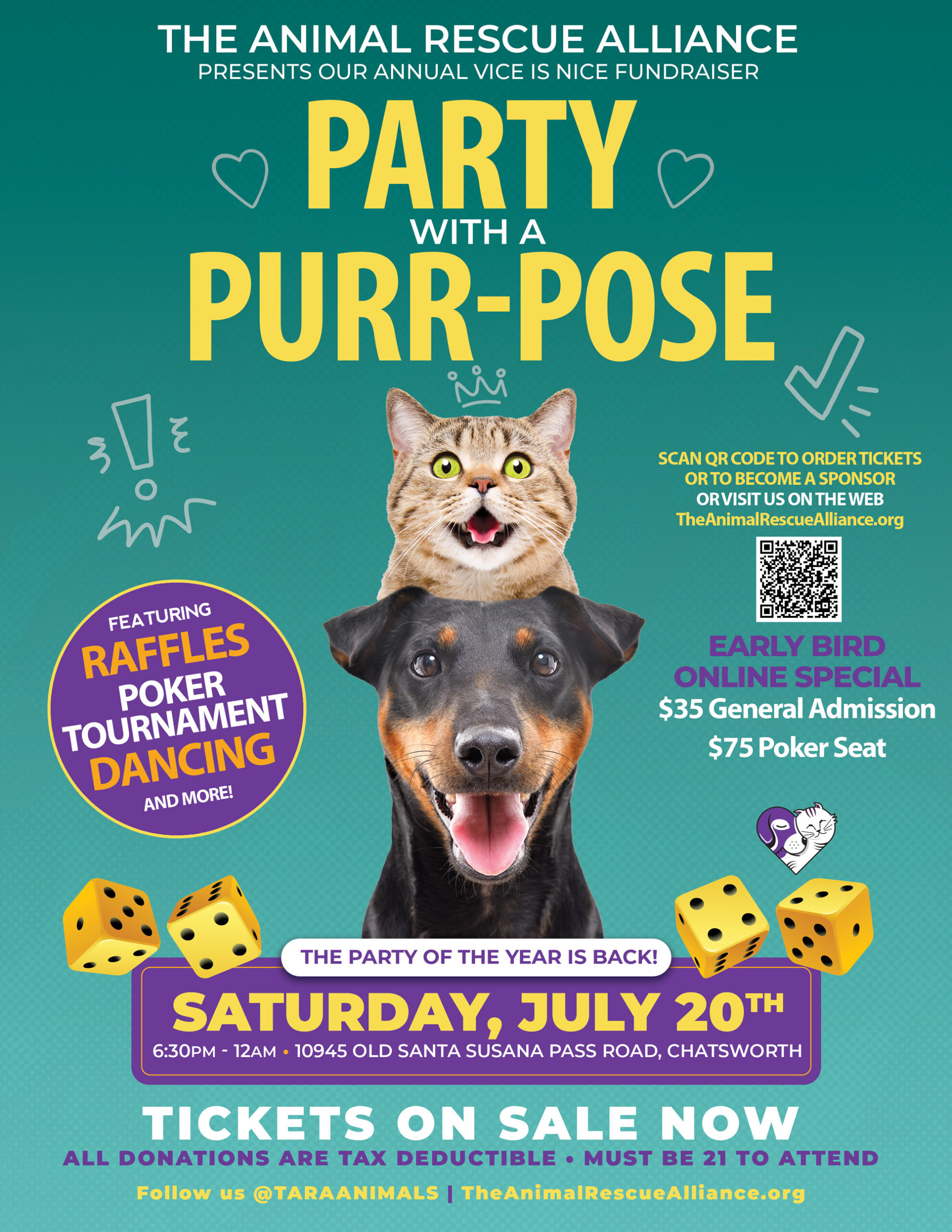 Party with a Purrpose event poster for 2024